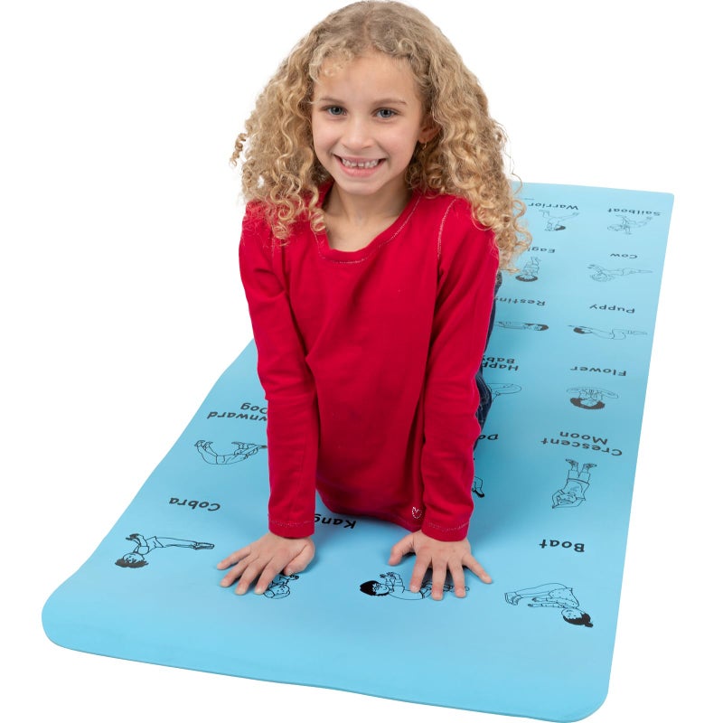 Really Good Stuff Kids Yoga Mat with 24 Illustrated Poses â€“ Safe, Zero-Phthalate â€“ 5mm Thick, Non-Slip, Soft Exercise Mat for Kids, Teens, Toddlers (68â€ x 24â€) Perfect For Home And Classroom - Image 1